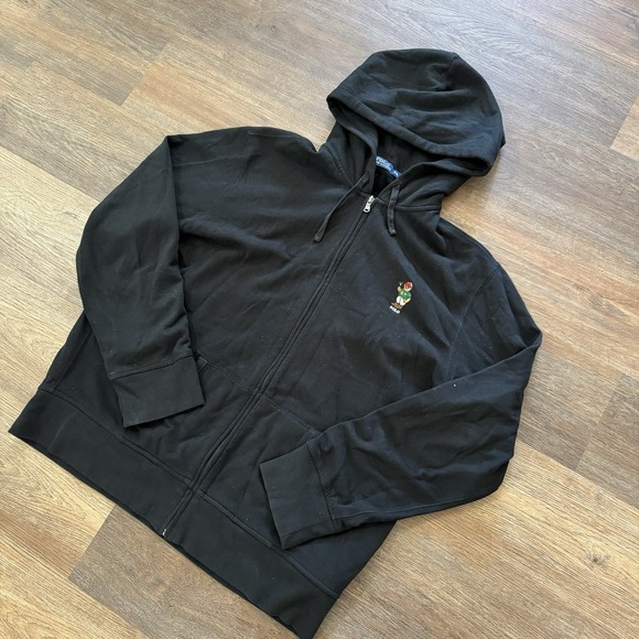 Polo Ralph‎ Lauren Black Full Zip Jacket Men's Sz XXL Polo Bear Croquet Preppy